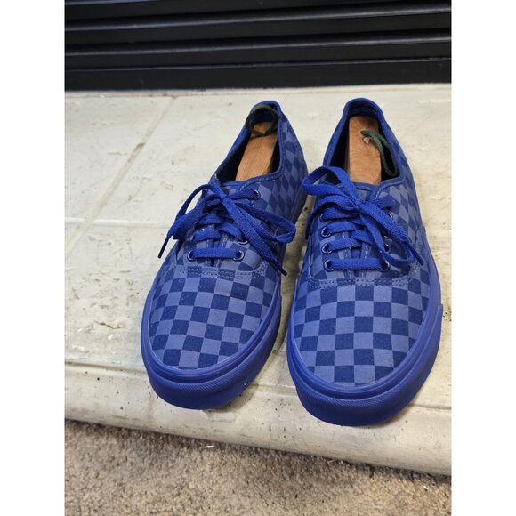 Vans Old Skool Checkerboard Sneakers Triple Blue Checker Sneakers Men 10 - Picture 1 of 9